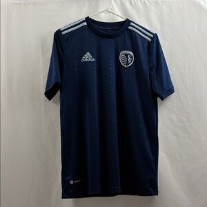 Sporting KC Kansas City MLB Adidas Blue Short Sleeve Jersey Youth XL 15-16Yrs